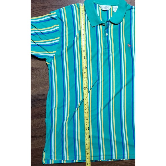 VTG The Mens Store Vertical Green Navy White Striped Polo Shirt sz XL - Picture 3 of 5